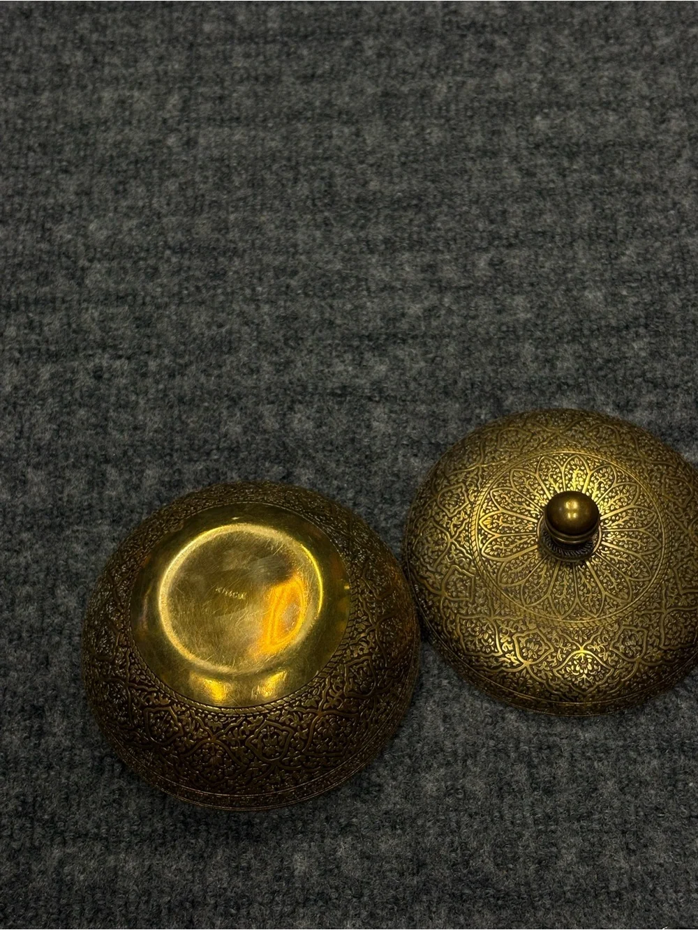 Vintage Ornate Brass Decorative Trinket  Box with Embossed Lid